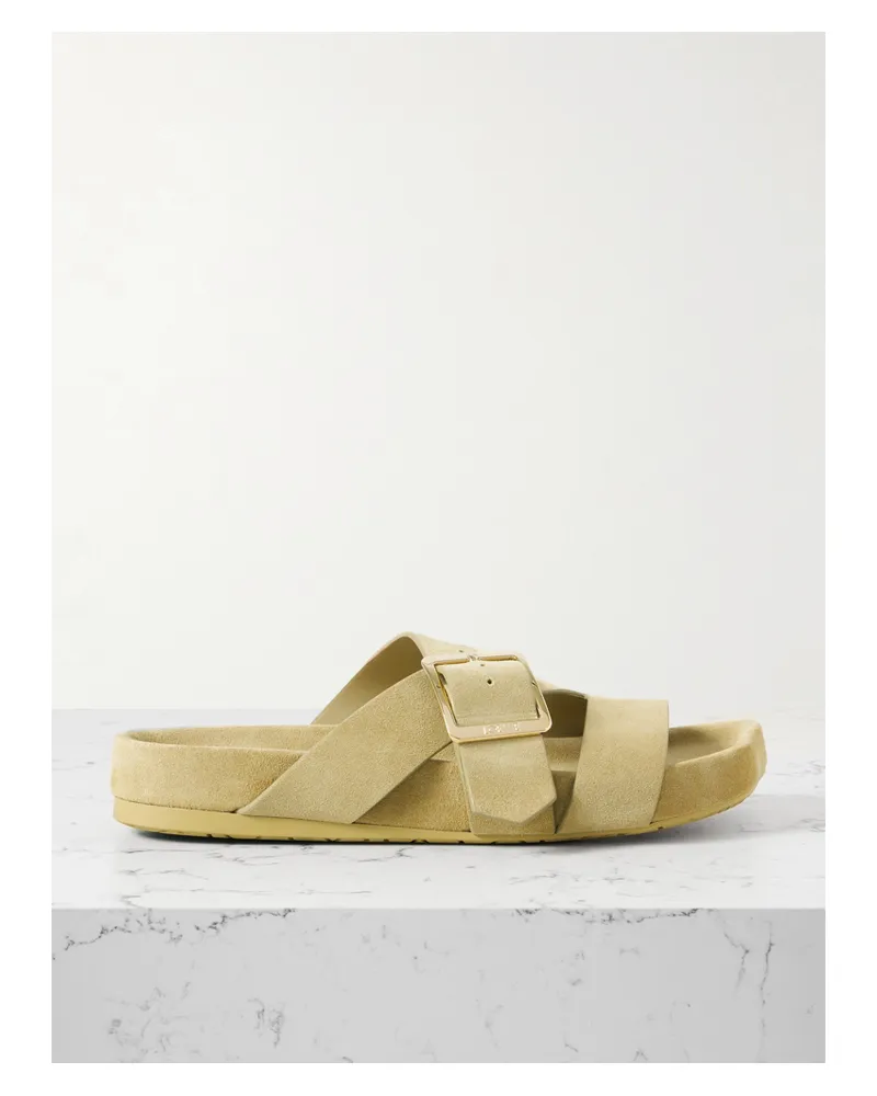 Loewe Ease Pantoletten Aus Veloursleder Mit Schnalle - Neutral Neutral