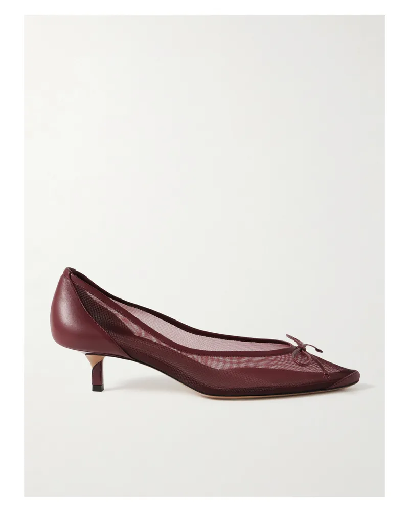 Jacquemus Tourni Pumps Aus Mesh Mit Lederbesätzen Und Schleife - Burgunder Burgunder