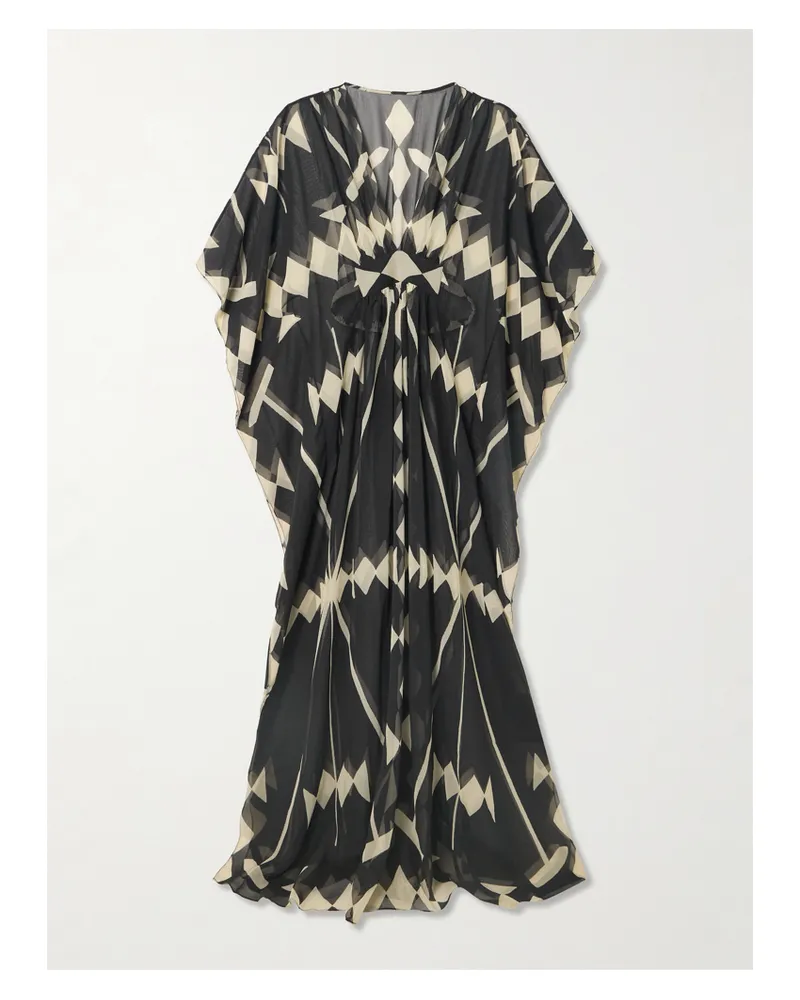 Johanna Ortiz Secret Garden Bedruckter Kaftan Aus Recyceltem Georgette - Schwarz Schwarz