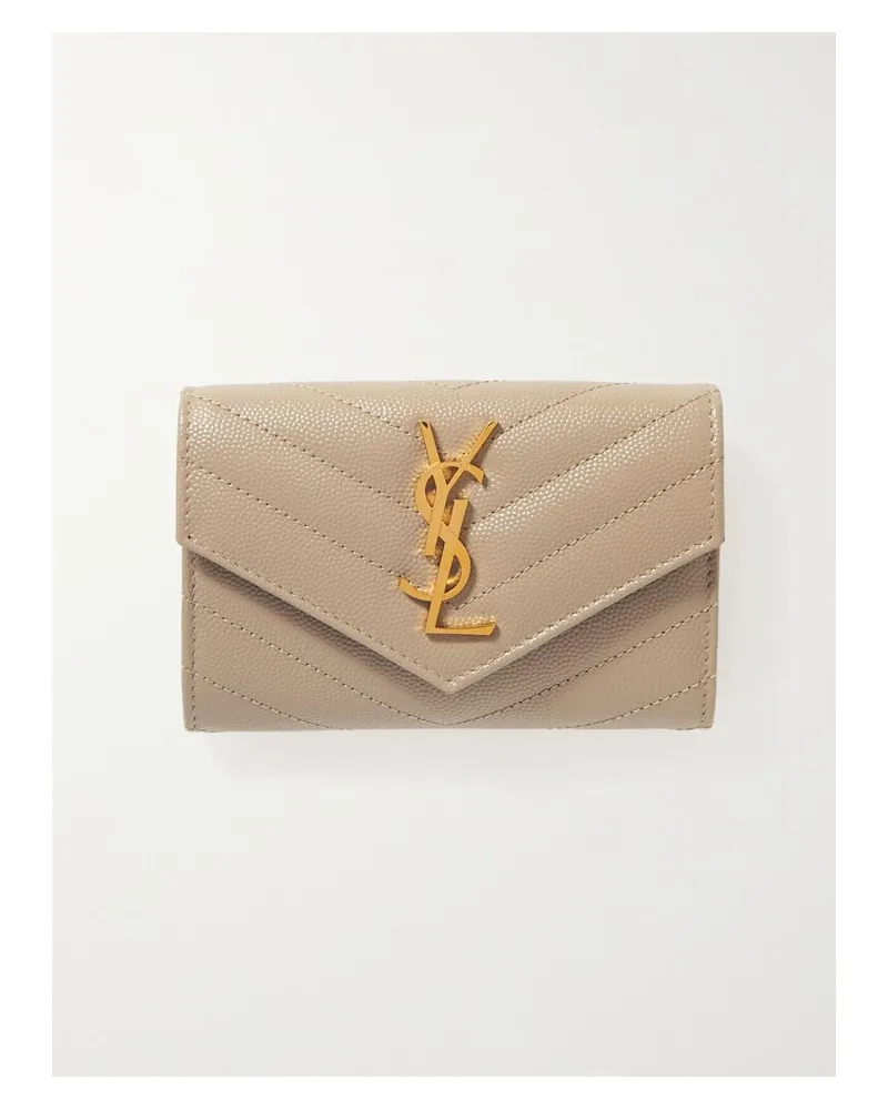 Saint Laurent Monogramme Envelope Portemonnaie Aus Gestepptem Strukturiertem Leder - Neutral Neutral
