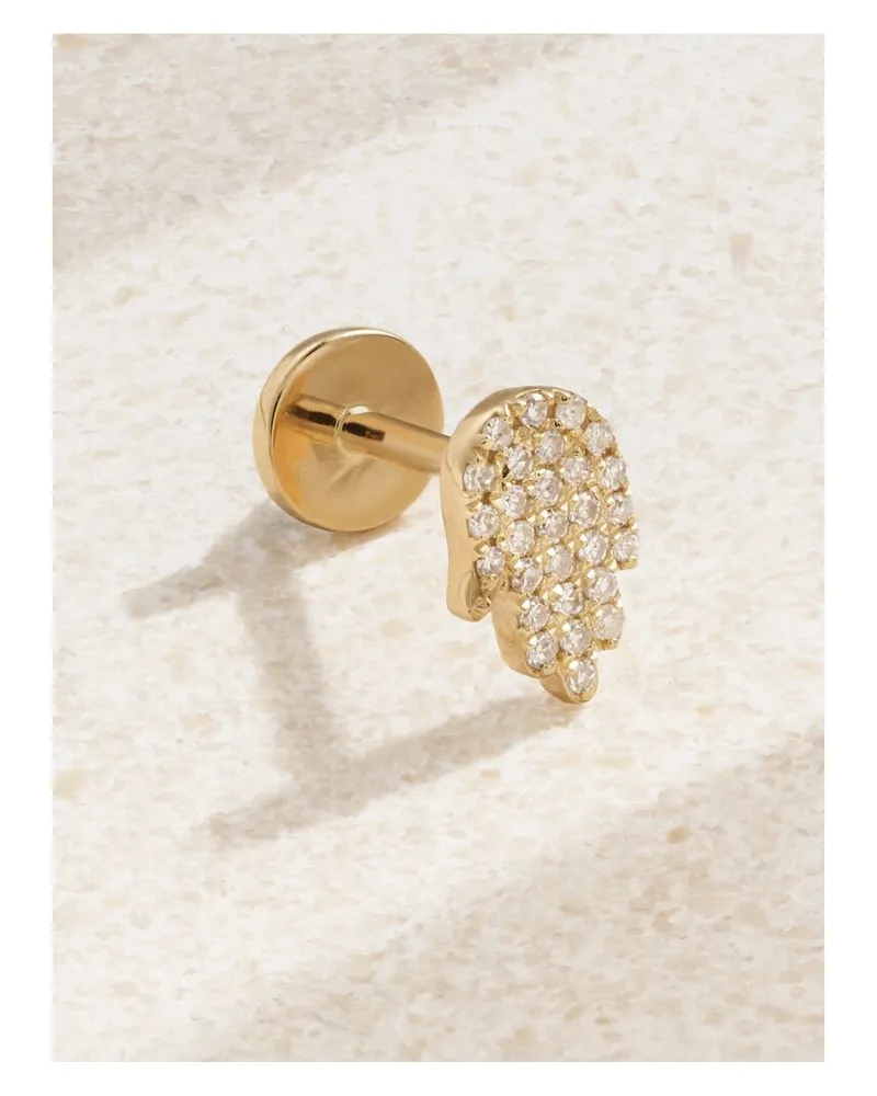 PERSEE Hand Of Fatima Einzelner Ohrring Aus 18 Karat Gold Mit Diamanten Gold