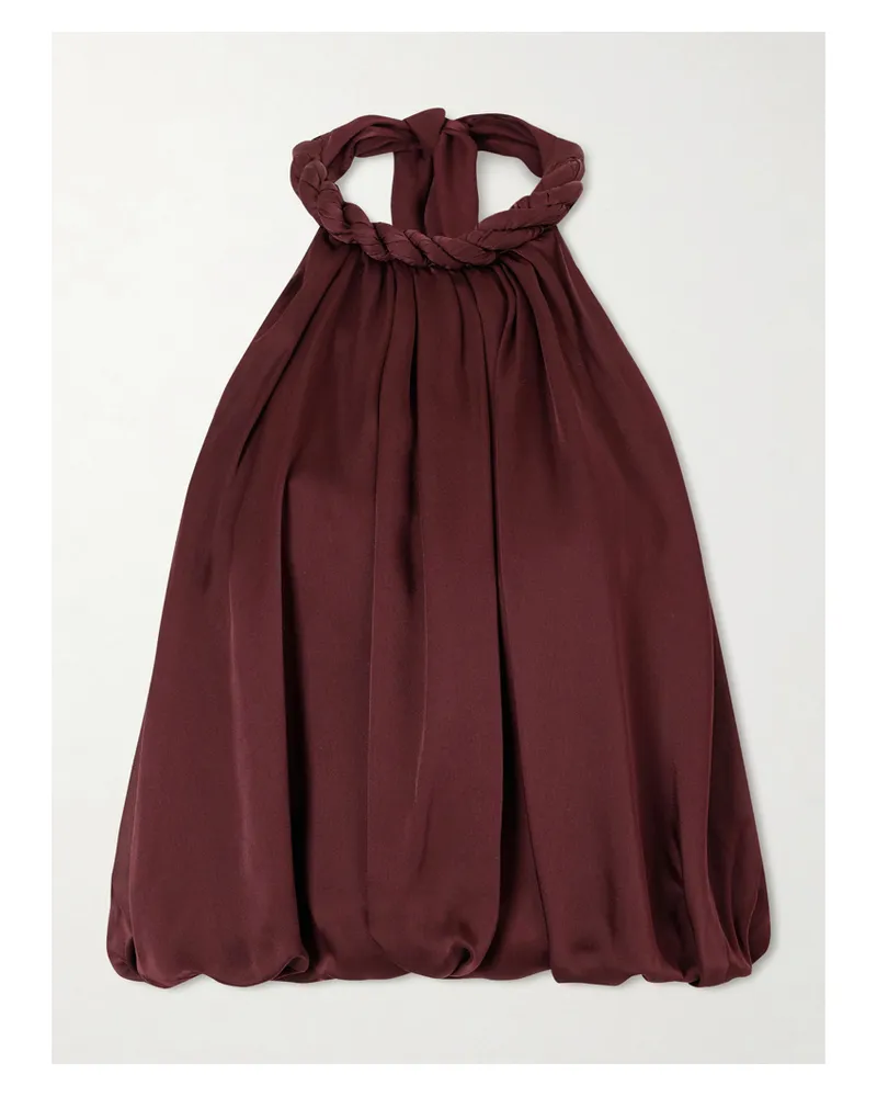 Zimmermann Luna Draped Silk Halterneck Top - Burgundy Burgundy