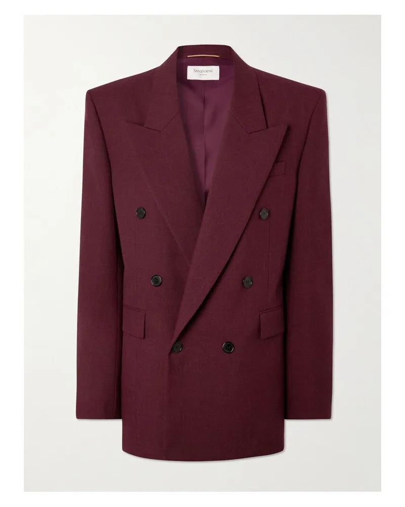 Saint Laurent Doppelreihiger Blazer Aus Wolle - Burgunder Burgunder