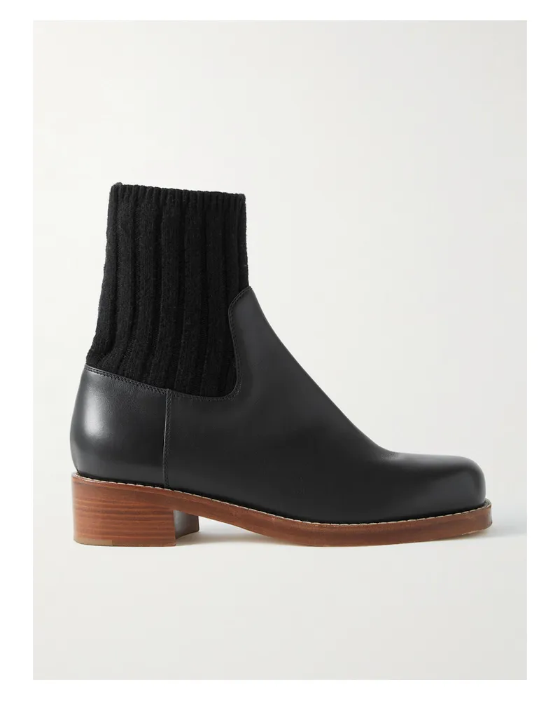 Gabriela Hearst Hobbes Chelsea Boots Aus Leder Mit Geripptem Kaschmirbesatz - Schwarz Schwarz