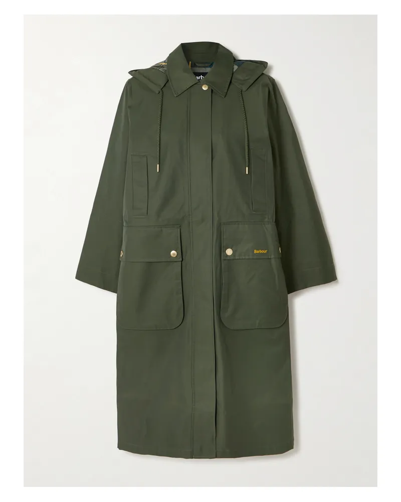 Barbour Maude Hooded Waxed Cotton-blend Coat - Green Green