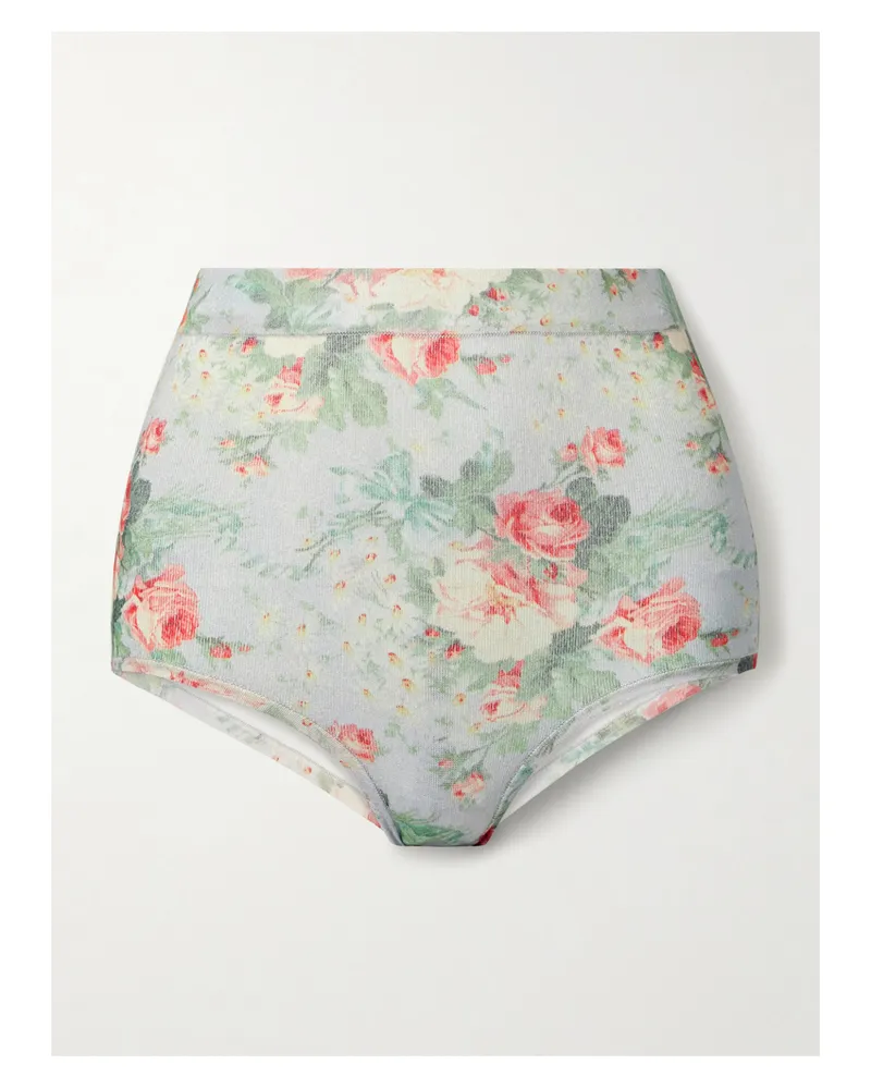 Simone Rocha Shorts Aus Stretch-strick Mit Blumenprint - Blau Blau