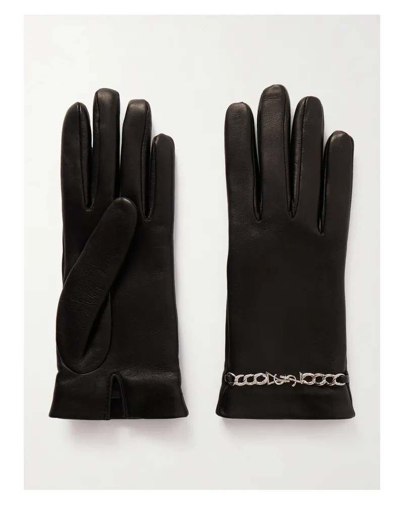 Saint Laurent Leather Gloves - Black Black