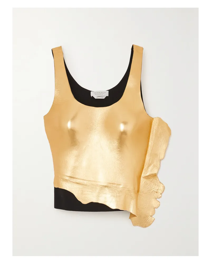 Gabriela Hearst Elena Tanktop Aus Merinowolle Und Metallic-leder - Gold Gold