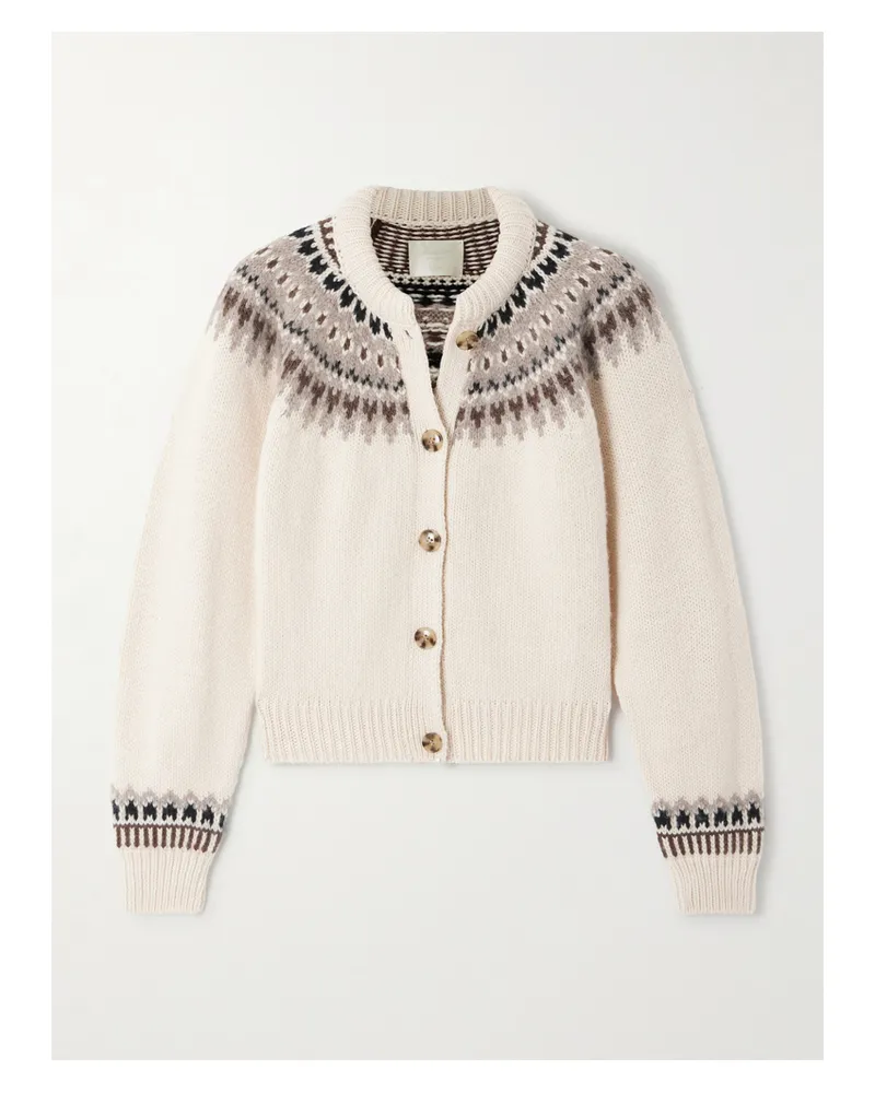 DÔEN Clarke Cardigan Aus Einer Wollmischung Mit Fair-isle-muster - Creme Creme