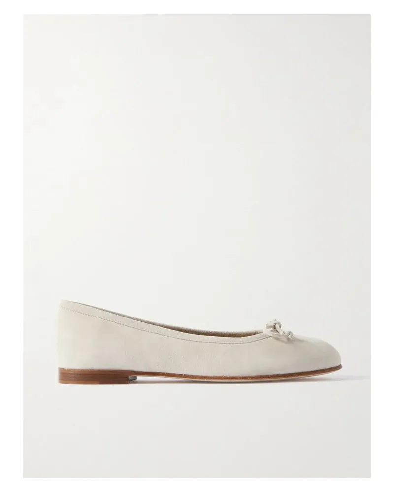 Manolo Blahnik Veralli Ballerinas Aus Veloursleder Mit Schleife - Creme Creme