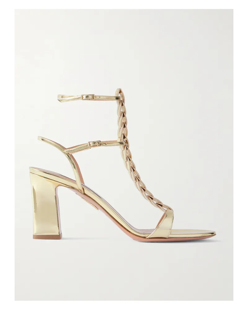 Aquazzura Destiny Gladiator 85 Sandalen Aus Leder Mit Flechtdetail - Gold Gold