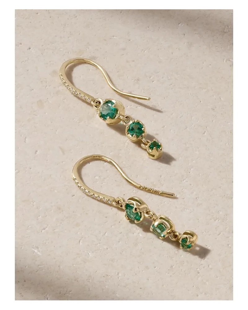Jennifer Meyer 3 Graduated Illusion Ohrhänger Aus 18 Karat Gold Mit Smaragden Und Diamanten Gold
