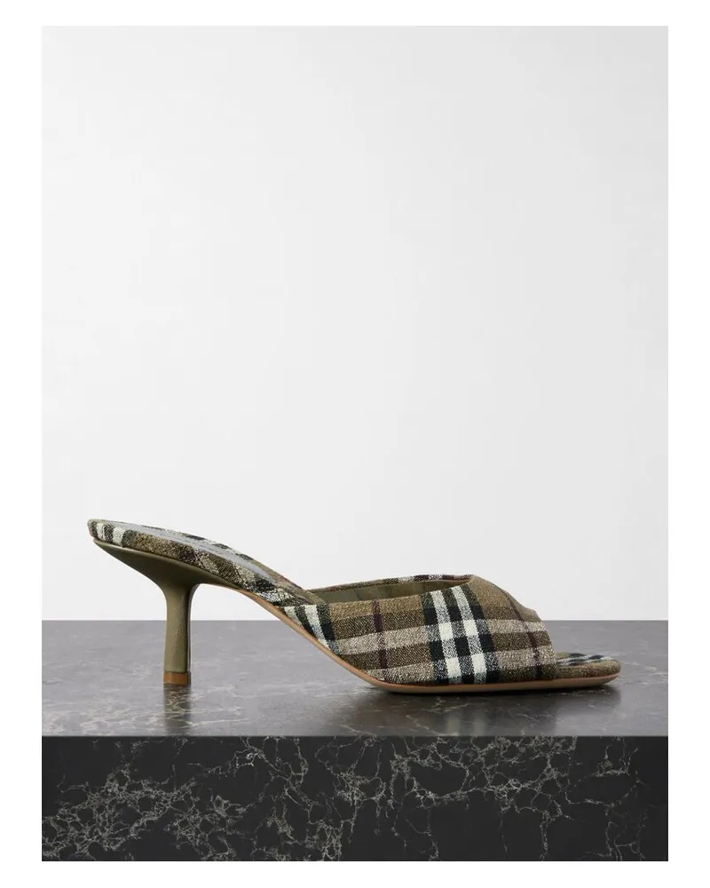 Burberry Mules Aus Kariertem Leinen - Braun Braun