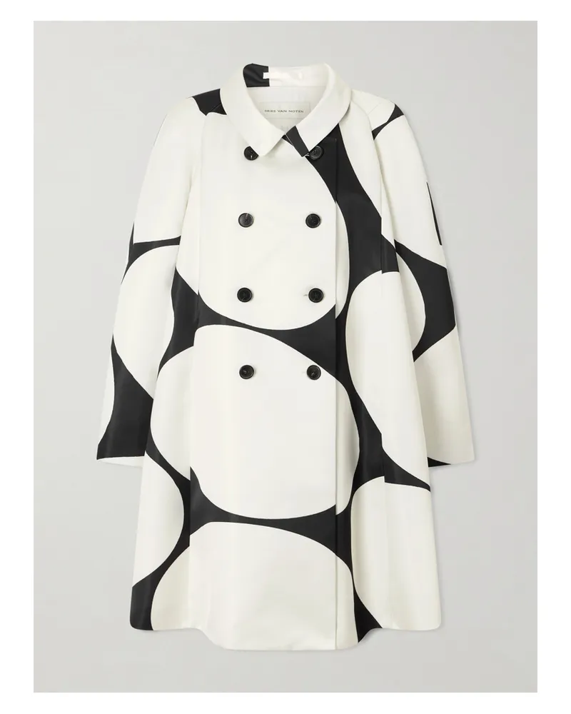 Dries van Noten Ripa Giant Egg Printed Satin Coat - Black Black