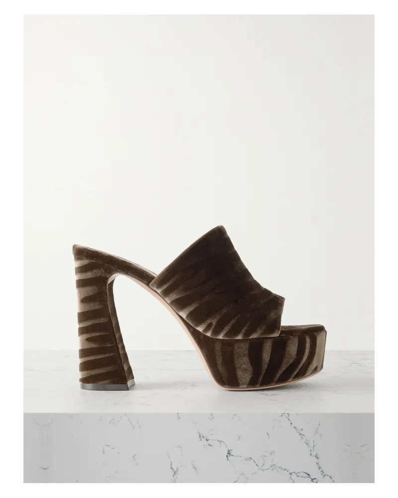 Gianvito Rossi Holly 120 Plateau-mules Aus Samt Mit Zebramuster - Neutral Neutral