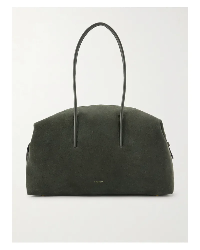 DeMELLIER The Stockholm Leather-trimmed Suede Tote Bag - Green Green