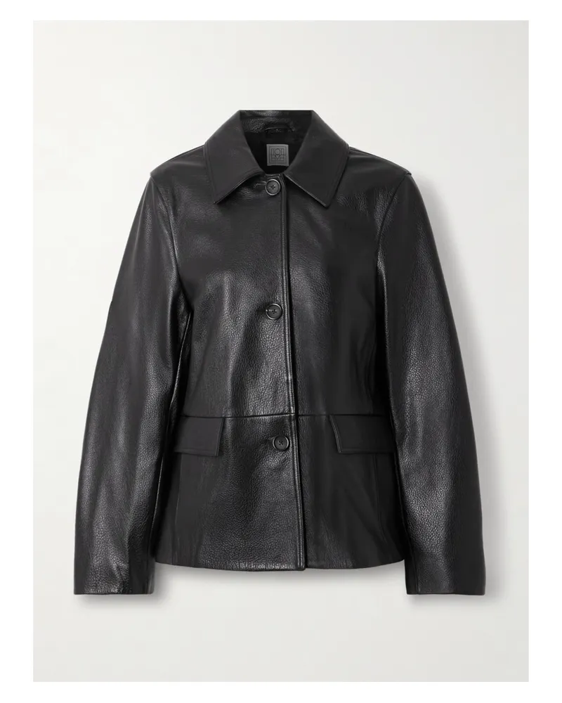 Totême Jacke Aus Strukturiertem Leder - Schwarz Schwarz