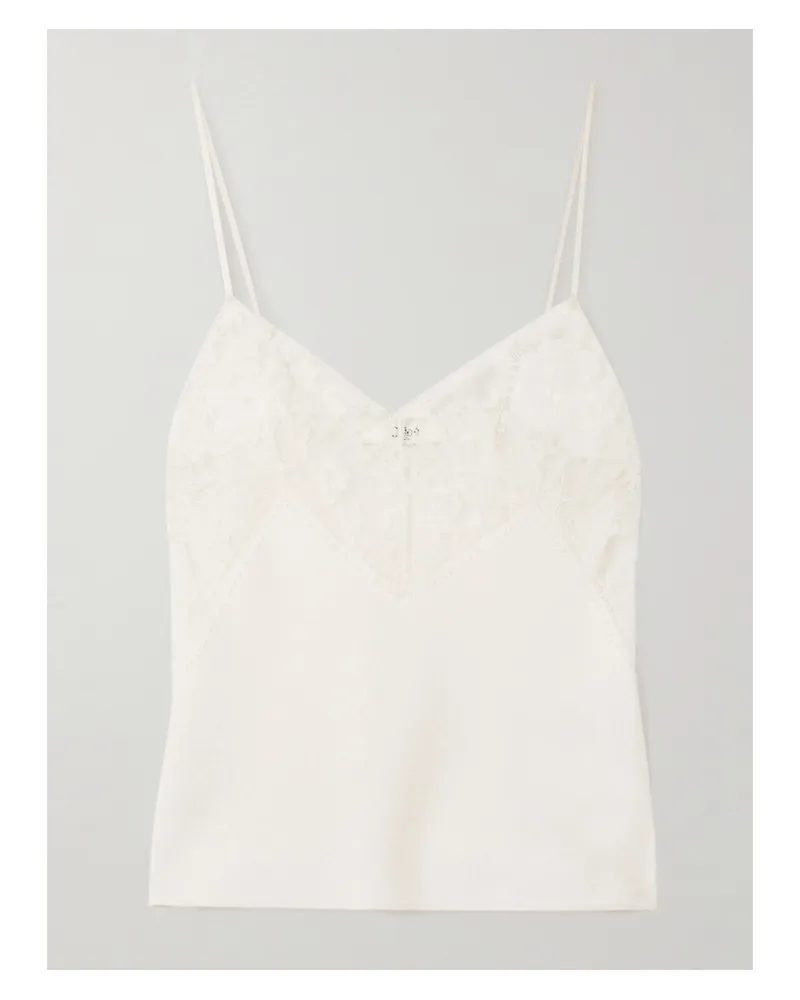 Chloé Top Aus Seidensatin Mit Spitzeneinsätzen - Elfenbein Elfenbein