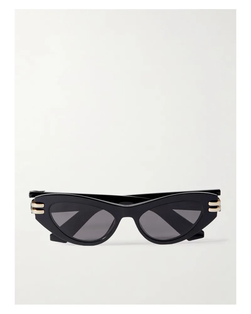 Dior Cdior B1u Sonnenbrille Mit Cat-eye-rahmen Aus Azetat Mit Goldfarbenen Details - Schwarz Schwarz
