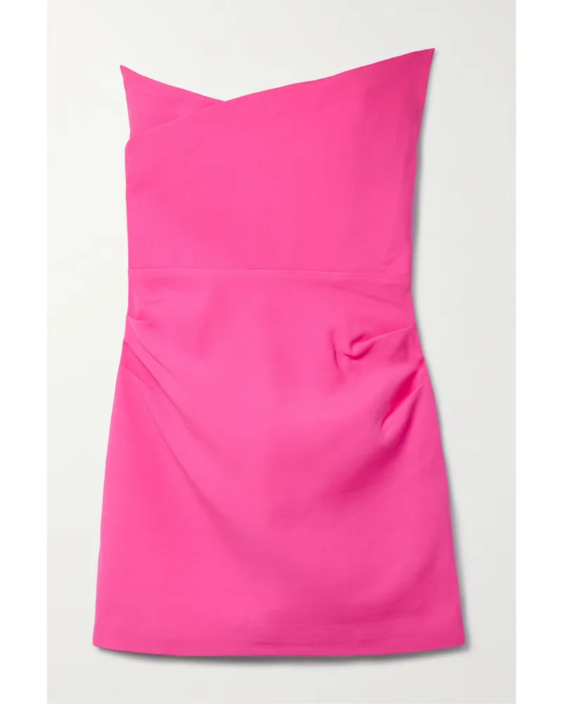Roland Mouret Trägerloses, Asymmetrisches Minikleid Aus Einer Woll-seidenmischung - Pink Pink