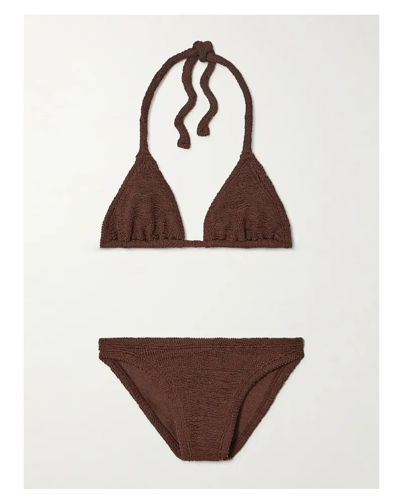 Hunza G Tammy Triangel-bikini aus Metallic-seersucker Braun