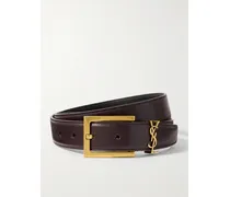 Cassandre Embellished Leather Belt - Brown
