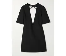 Satin-trimmed Wool And Silk-blend Dupioni Mini Dress - Black