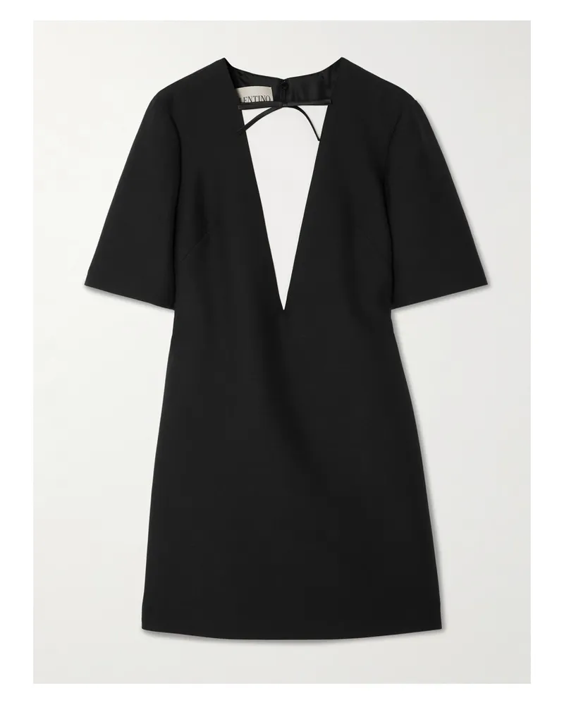 Valentino Garavani Satin-trimmed Wool And Silk-blend Dupioni Mini Dress - Black Black