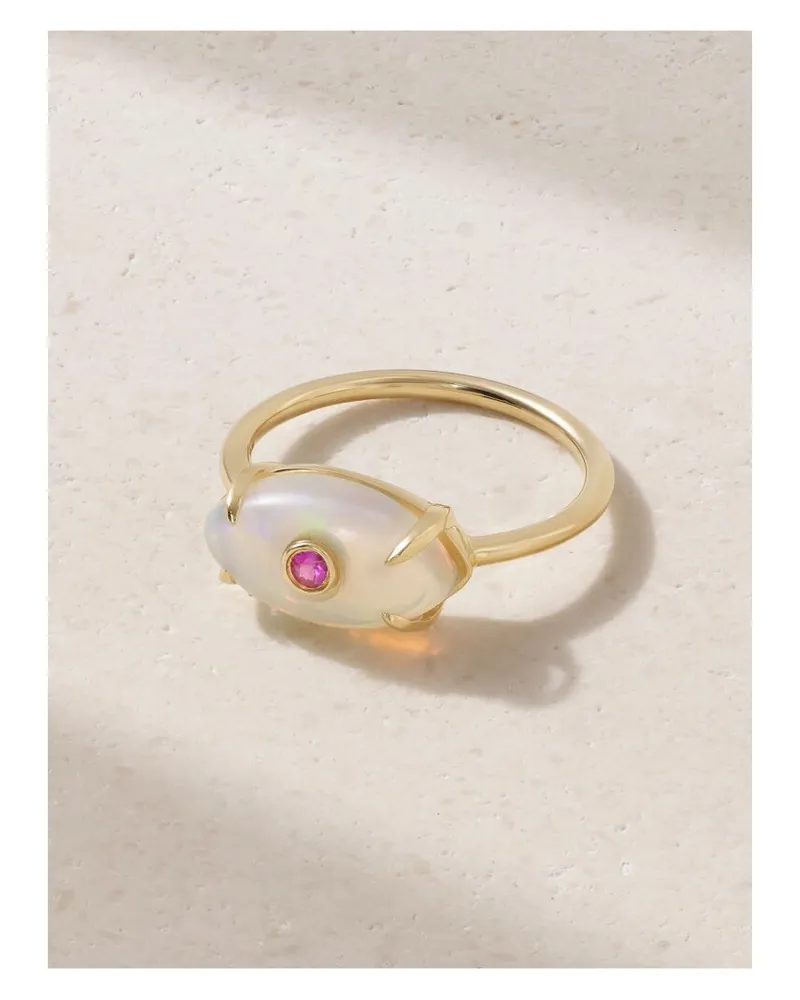 Sydney Evan Evil Eye Ring Aus 14 Karat Gold Mit Opal Und Saphir Gold