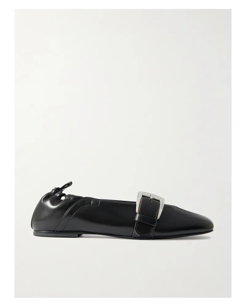 Ganni Ballerinas Aus Oleatex® Mit Schnalle - Schwarz Schwarz