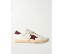Super-star Sneakers Aus Straußenleder Und Veloursleder In Distressed-optik - Weiß
