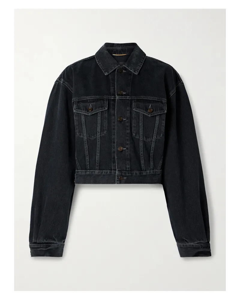 Saint Laurent Cropped Denim Jacket - Blue Blue