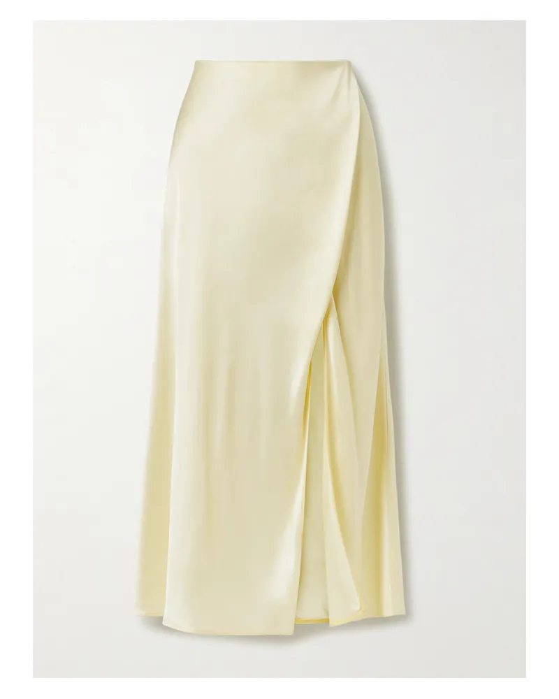 KHAITE Demi Satin Midi Skirt - Yellow Yellow