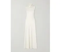 Draped Wool-blend Piqué Maxi Dress - Neutrals