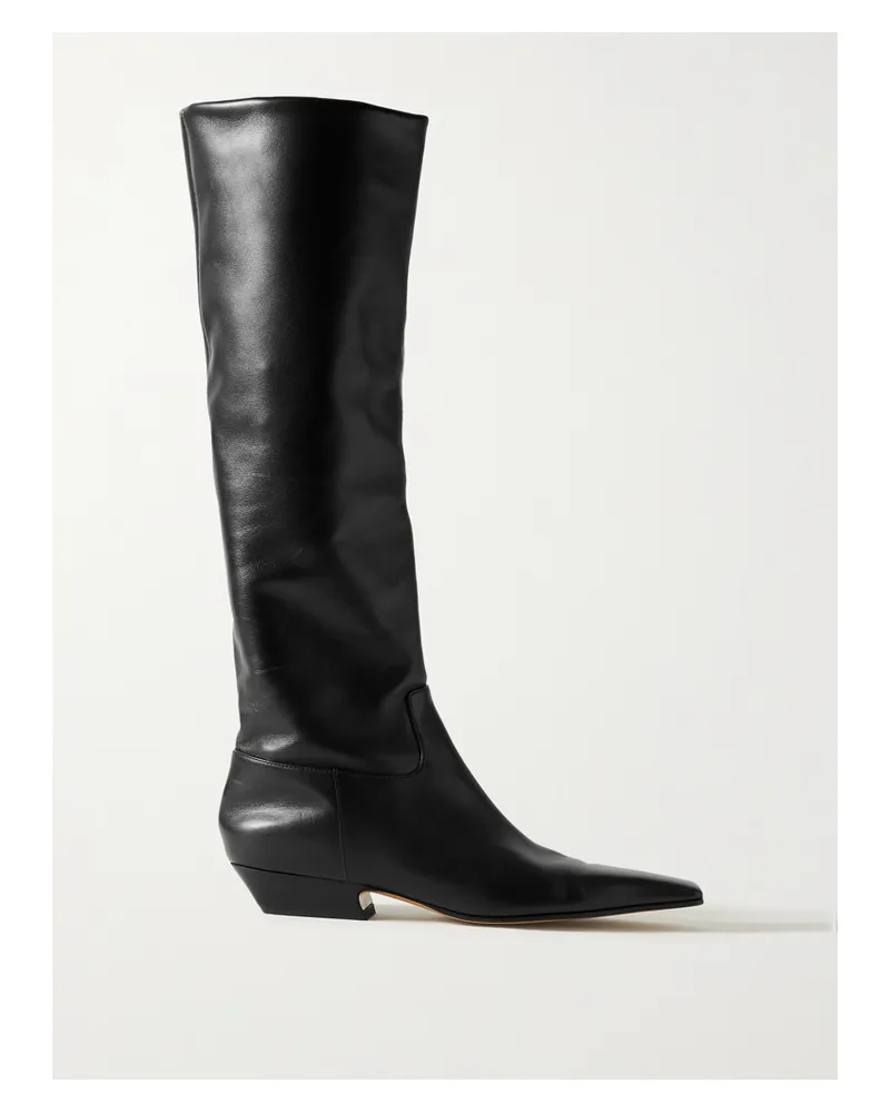 KHAITE Marfa Leather Knee Boots - Black Black
