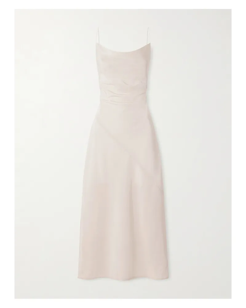 Calvin Klein Jasmine Draped Wool Crepe De Chine Midi Dress - Cream Cream