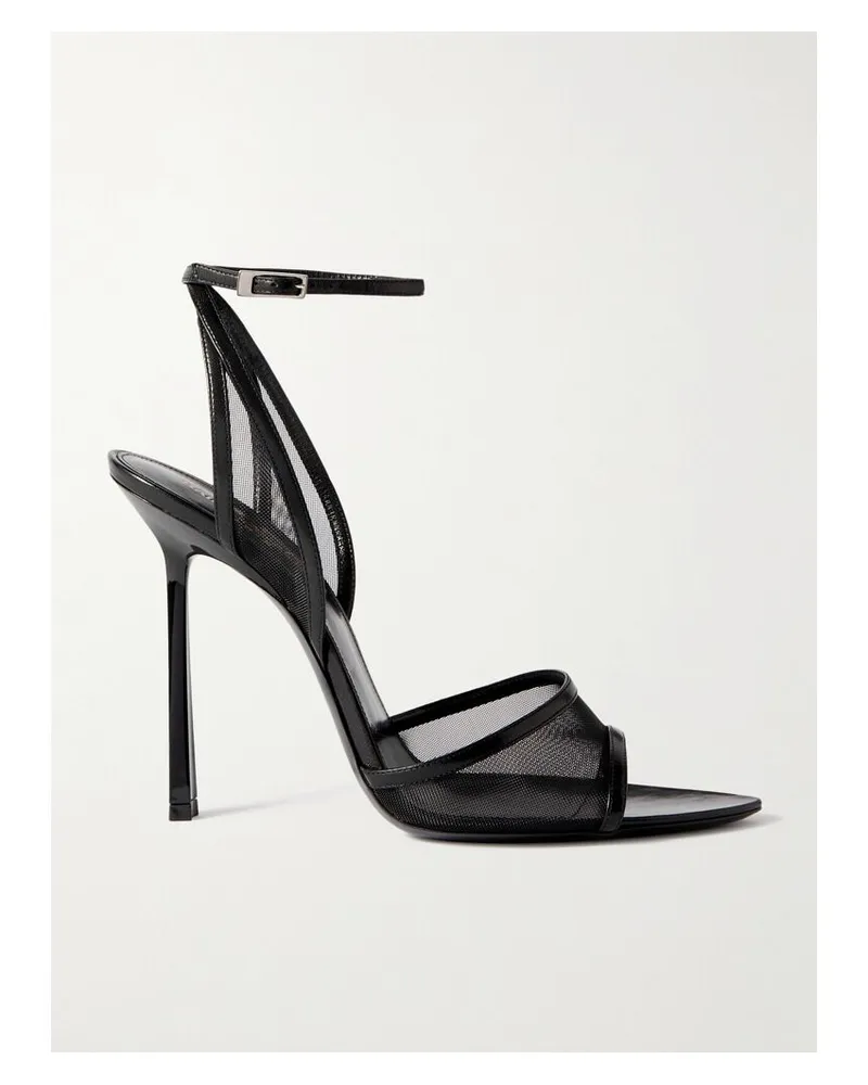 Saint Laurent Missy Sandalen Aus Mesh Und Leder - Schwarz Schwarz