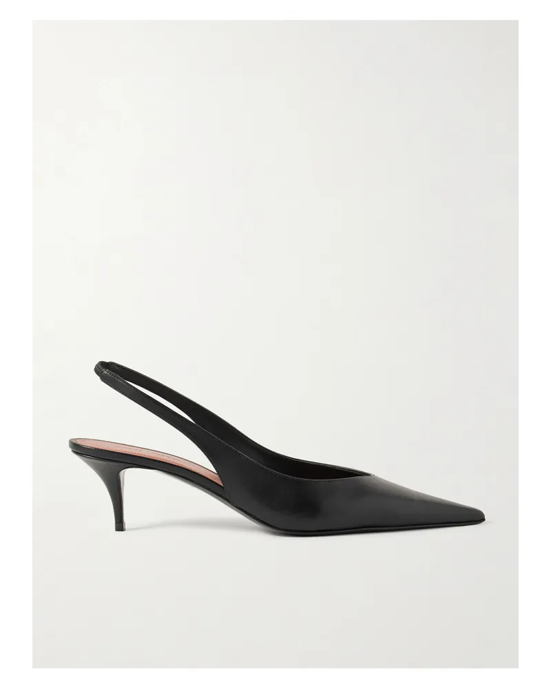 Amina Muaddi Anok Glossed-leather Slingback Pumps - Black Black