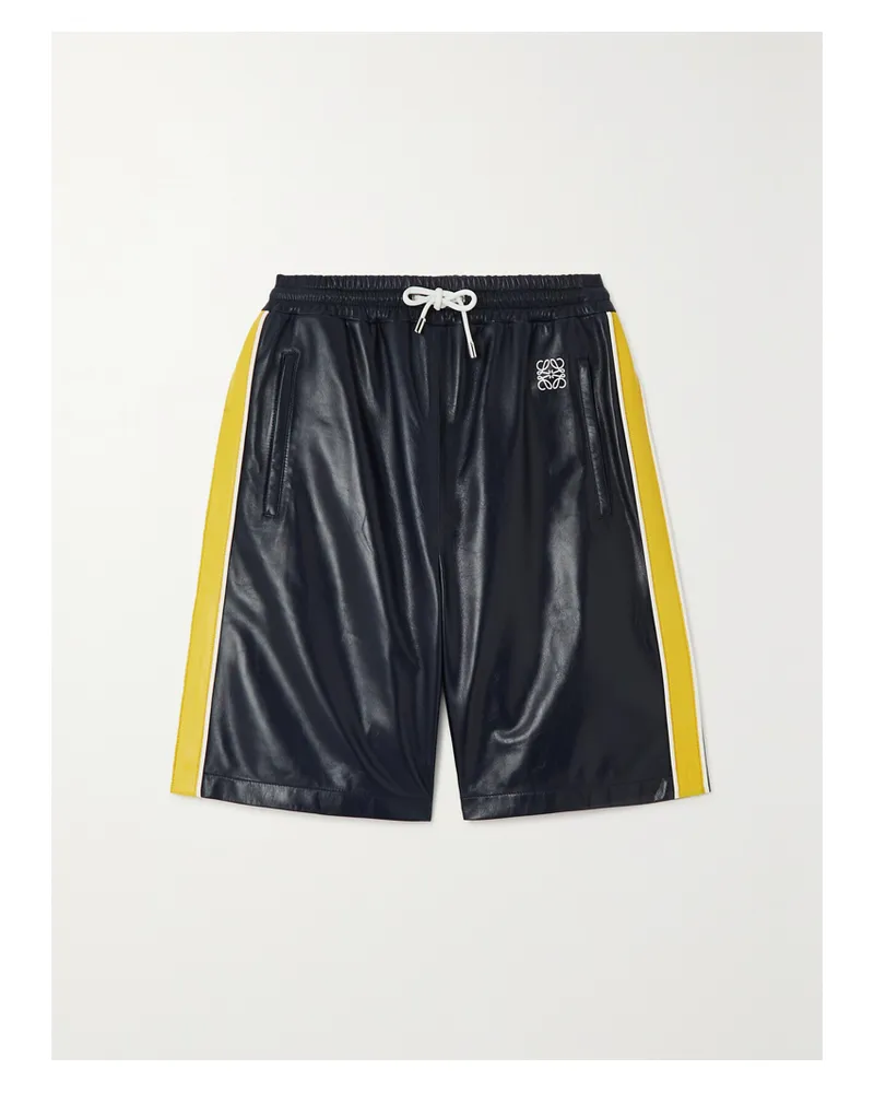 Loewe Shorts Aus Leder Mit Streifen - Blau Blau