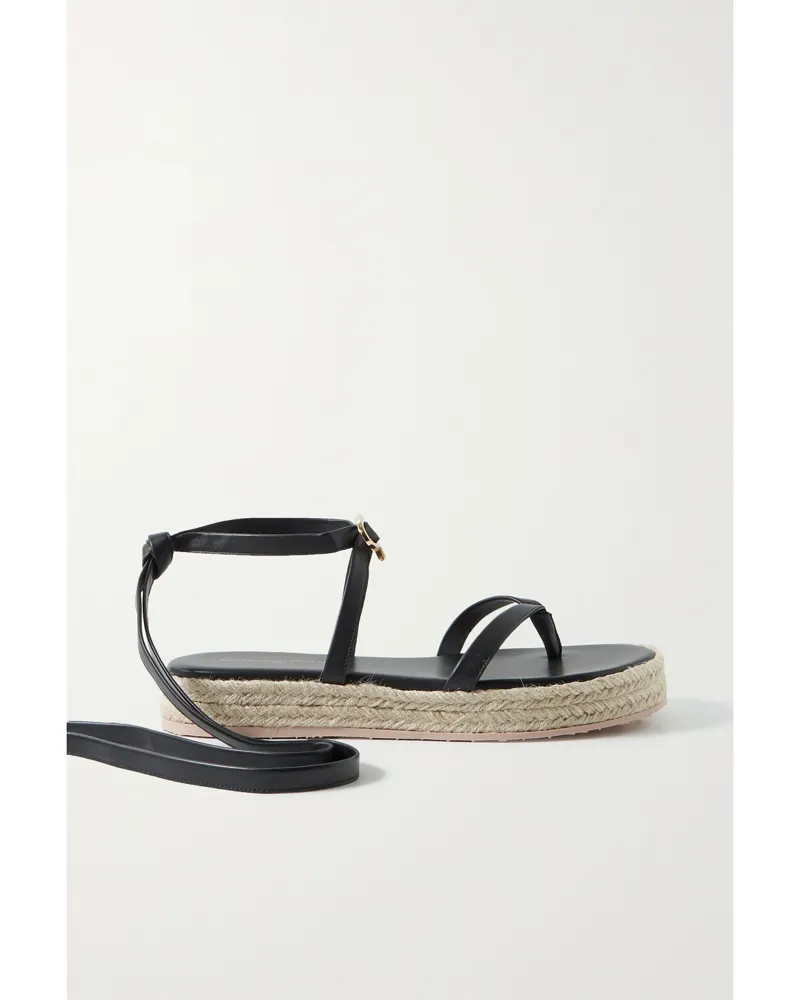 Gianvito Rossi Ribbon Beachclub 20 Espadrille-sandalen Aus Leder Mit Verzierung - Schwarz Schwarz