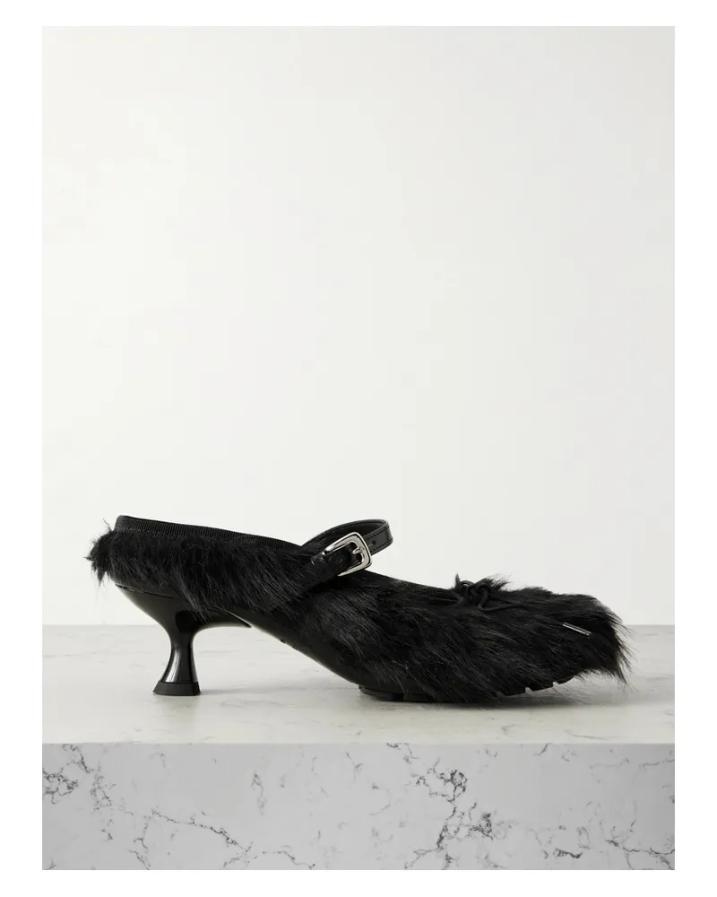 Simone Rocha Pumps Aus Plüschmaterial Mit Lederbesätzen - Schwarz Schwarz