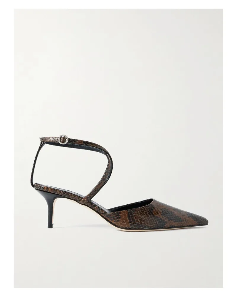 aeyde Salome Pumps Aus Leder Mit Schlangeneffekt - Braun Braun