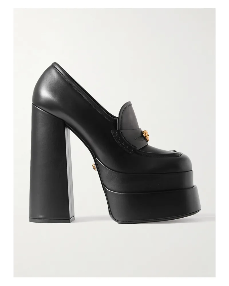 Versace Loafers Aus Leder Mit Plateau Und Verzierung - Schwarz Schwarz