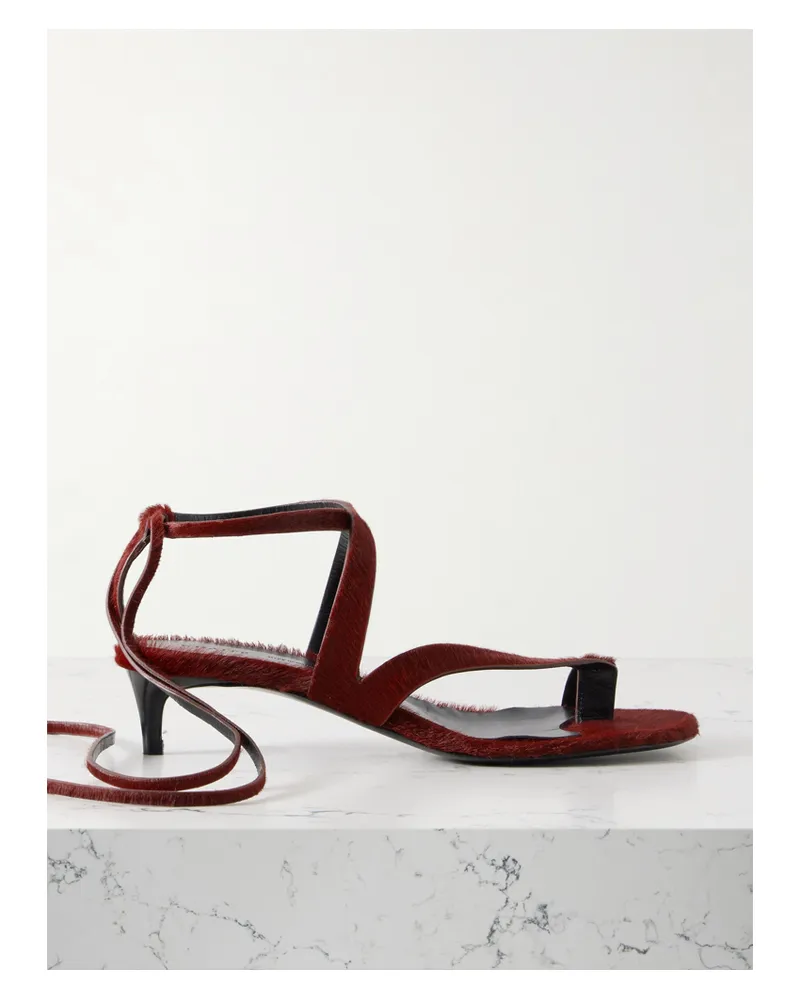 KHAITE Aimee Calf Hair Sandals - Burgundy Burgundy