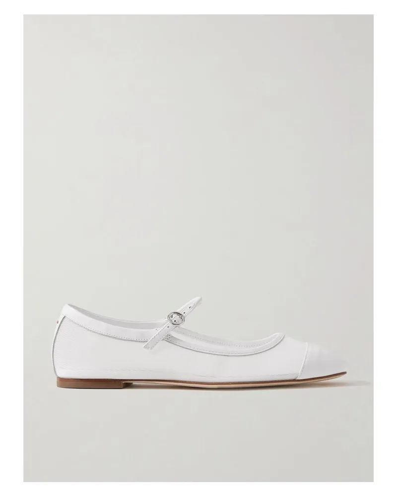 aeyde Uma Mary-jane-ballerinas Aus Mesh Und Leder - Weiß Weiß