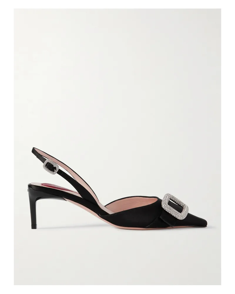 Roger Vivier Dorsay 55 Slingback-pumps Aus Satin Mit Kristallen - Schwarz Schwarz