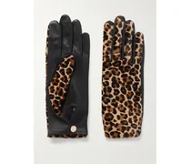 Susan Leather And Leopard-print Calf Hair Gloves - Animal Print
