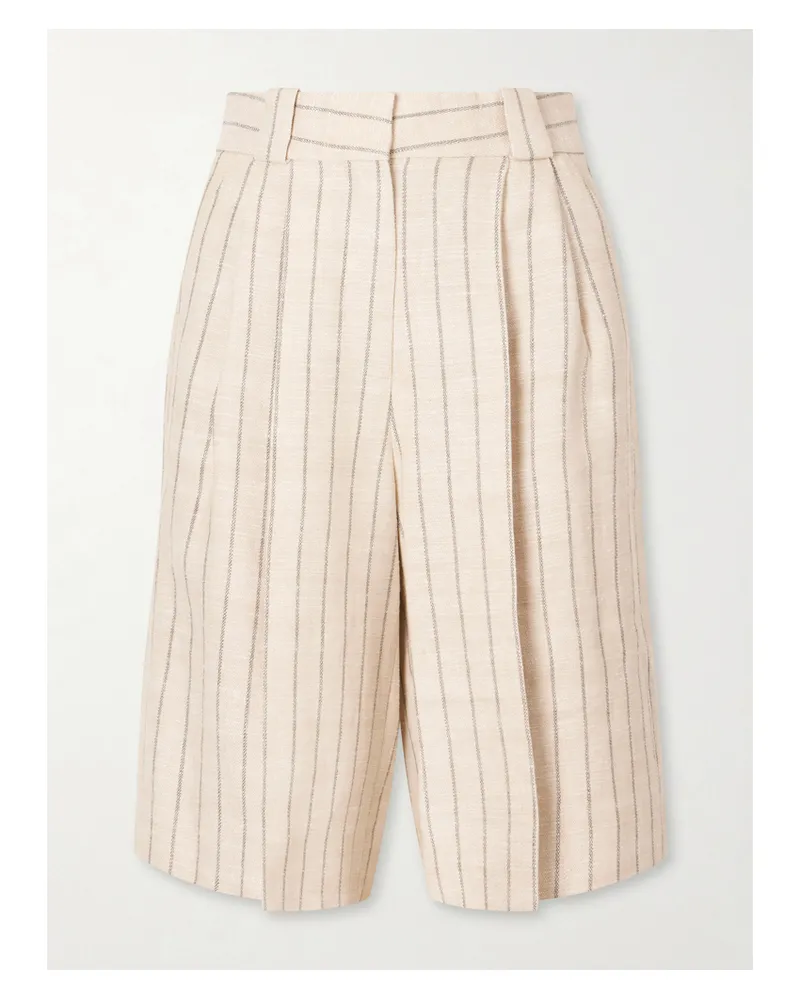 Blazé Milano Serene Husul Striped Canvas Shorts - Neutrals Neutrals