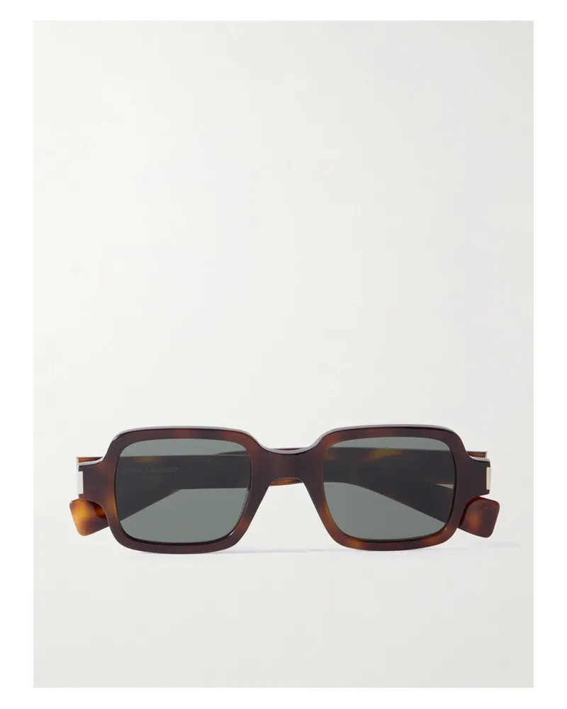 Saint Laurent Sonnenbrille Mit Eckigem Rahmen Aus Azetat In Hornoptik - Braun Braun