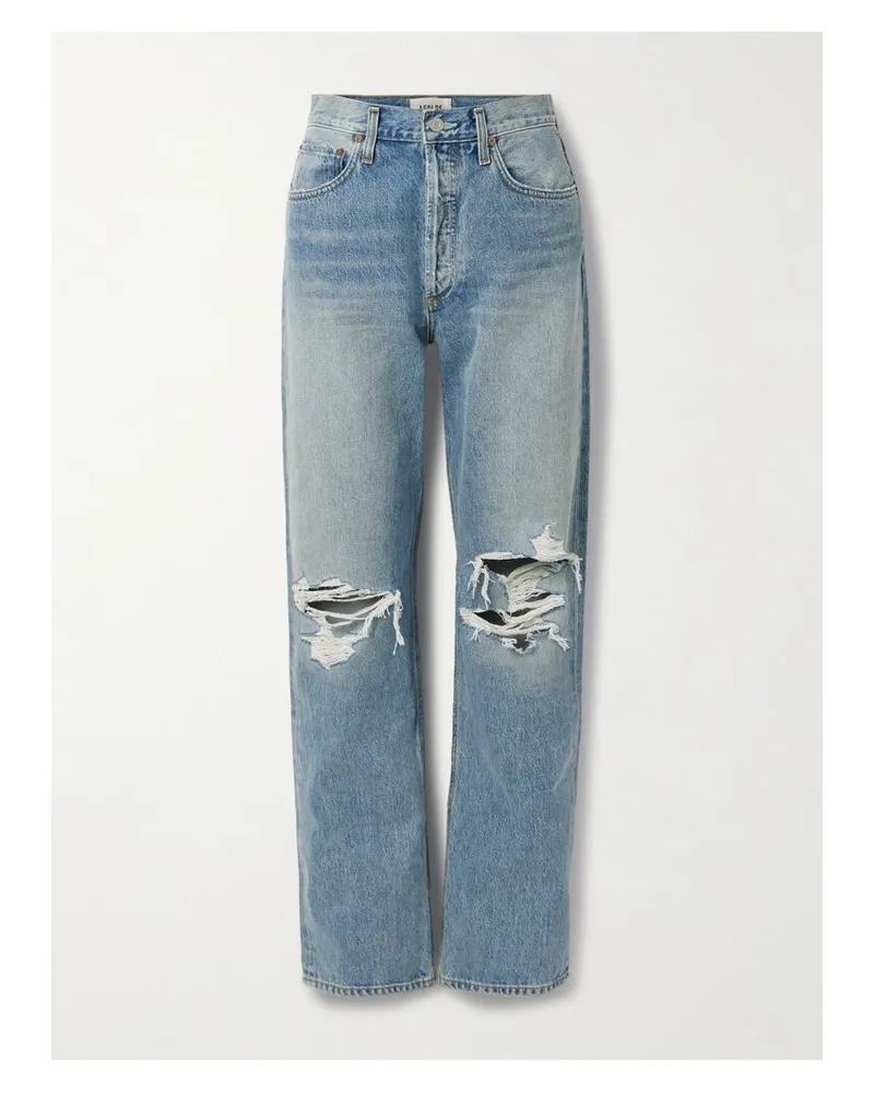 AGOLDE Kelly Hoch Sitzende Jeans Mit Geradem Bein In Distressed-optik - Blau Blau